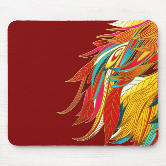 Farbige exotische Stammesfedern Rot Mousepad (Vorne)