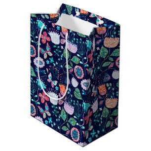 Farbige exotische Vintage Blume nahtlos Mittlere Geschenktüte