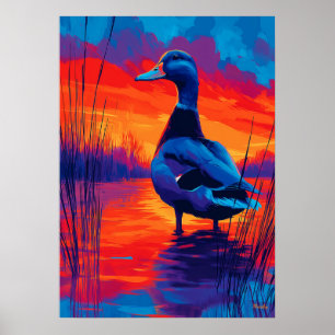 Farbige expressionistische Enten-Sonnenuntergangs- Poster