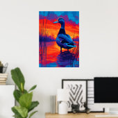 Farbige expressionistische Enten-Sonnenuntergangs- Poster (Heimbüro)