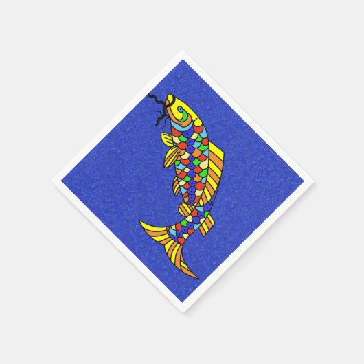 Farbige Extravagante Abstrakte Fische Serviette (Ecke)