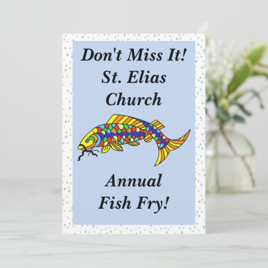 Farbige Extravagante Fischzucht Einladung (Stehend Vorderseite)