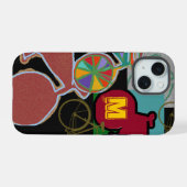 Farbige Fahrräder mit Monogramm iPhone 15 Hülle (Rückseite (Horizontal))