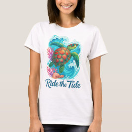 FARBIGE FAHRT MIT DER FLUTSCHILDKRÖTE IM OZEAN T-Shirt