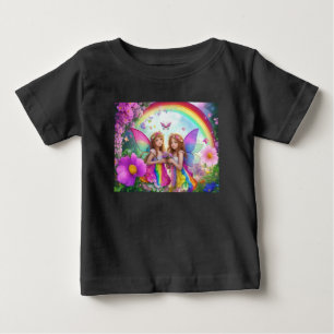 Farbige Fairies mit Blume und Regenbogen Baby T-shirt