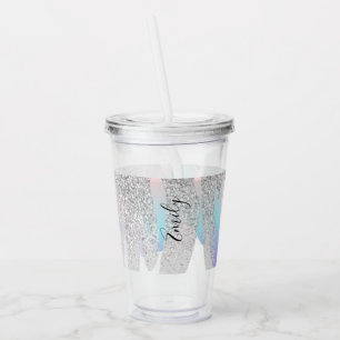 Farbige falsche Glitter-Tropfen-Monogramm-Name    Acryltrinkbecher