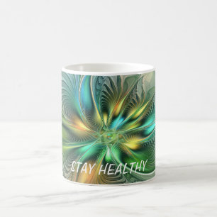 Farbige Fantasie Abstrakte Blume Fraktal Art Text Kaffeetasse