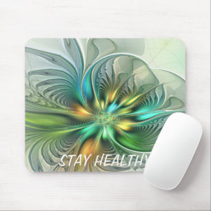Farbige Fantasie Abstrakte Blume Fraktal Art Text Mousepad
