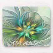 Farbige Fantasie Abstrakte Blume Fraktal Art Text Mousepad (Vorne)