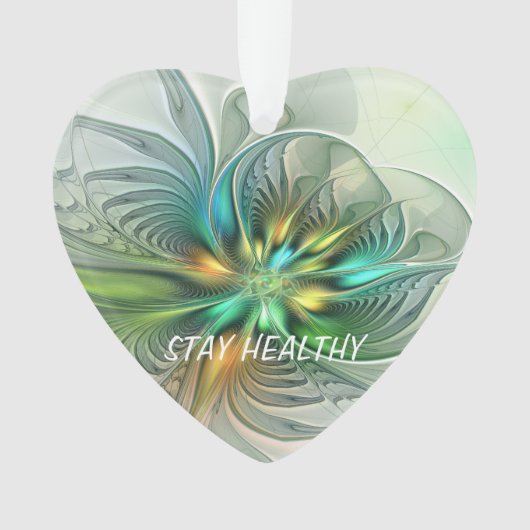 Farbige Fantasie Abstrakte Blume Fraktal Art Text Ornament (Vorderseite)