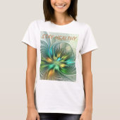 Farbige Fantasie Abstrakte Blume Fraktal Art Text T-Shirt (Vorderseite)