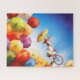 Farbige Fantasie-Imaginations-Girl mit Regenschirm Puzzle