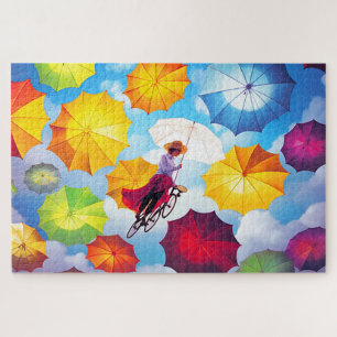 Farbige Fantasie-Imaginations-Girl mit Regenschirm Puzzle