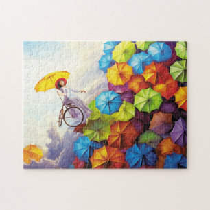 Farbige Fantasie-Imaginations-Girl mit Regenschirm Puzzle