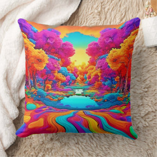 Farbige Fantasie-Landschaft Kissen