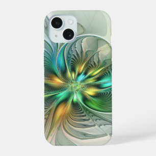 Farbige Fantasie Moderne Abstrakte Blume Fraktal iPhone 15 Hülle