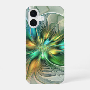Farbige Fantasie Moderne Abstrakte Blume Fraktal iPhone 16 Hülle