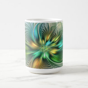 Farbige Fantasie Moderne Abstrakte Blume Fraktal Kaffeetasse
