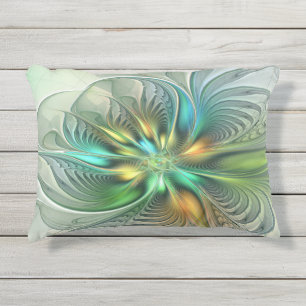 Farbige Fantasie Moderne Abstrakte Blume Fraktal Kissen Für Draußen