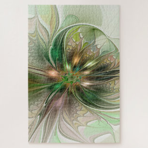 Farbige Fantasie Moderne Abstrakte Fraktalblume Puzzle
