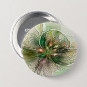 Farbige Fantasie Moderne Abstrakte Fraktale Blume Button (Vorne & Hinten)