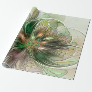 Farbige Fantasie Moderne Abstrakte Fraktale Blume Geschenkpapier