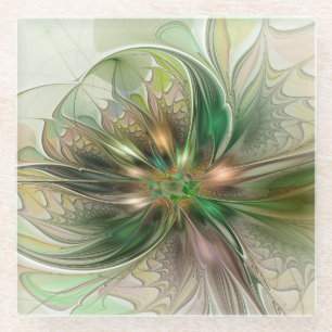 Farbige Fantasie Moderne Abstrakte Fraktale Blume Glasuntersetzer