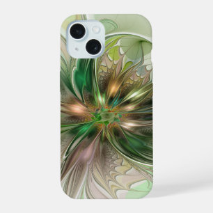 Farbige Fantasie Moderne Abstrakte Fraktale Blume iPhone 15 Hülle
