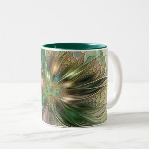 Farbige Fantasie Moderne Abstrakte Fraktale Blume Zweifarbige Tasse