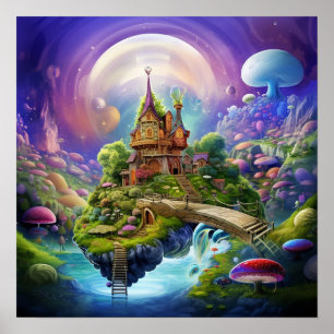Farbige Fantasielandschaft Poster