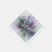 Farbige Fantasy Abstrakt Moderne Fraktal-Blume Serviette (Ecke)