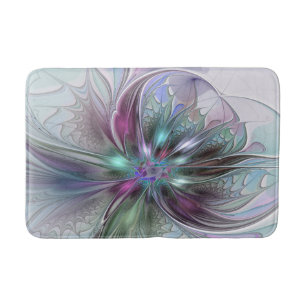 Farbige Fantasy-Abstrakte Moderne Fraktal-Blume Badematte