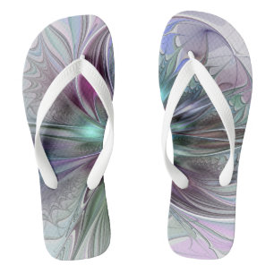Farbige Fantasy-Abstrakte Moderne Fraktal-Blume Badesandalen
