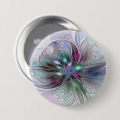 Farbige Fantasy-Abstrakte Moderne Fraktal-Blume Button (Vorne & Hinten)