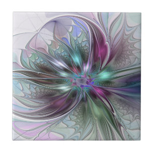 Farbige Fantasy-Abstrakte Moderne Fraktal-Blume Fliese