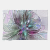 Farbige Fantasy-Abstrakte Moderne Fraktal-Blume Geschirrtuch (Horizontal)