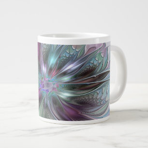 Farbige Fantasy-Abstrakte Moderne Fraktal-Blume Jumbo-Tasse
