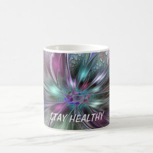 Farbige Fantasy-Abstrakte Moderne Fraktal-Blume Kaffeetasse