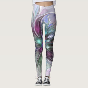 Farbige Fantasy-Abstrakte Moderne Fraktal-Blume Leggings