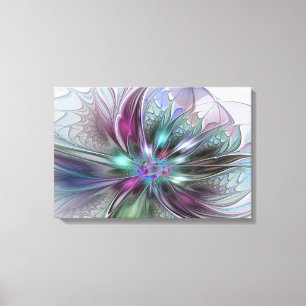 Farbige Fantasy-Abstrakte Moderne Fraktal-Blume Leinwanddruck