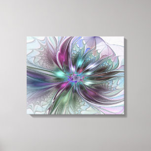 Farbige Fantasy-Abstrakte Moderne Fraktal-Blume Leinwanddruck