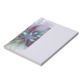Farbige Fantasy-Abstrakte Moderne Fraktal-Blume Notizblock (Rotiert)