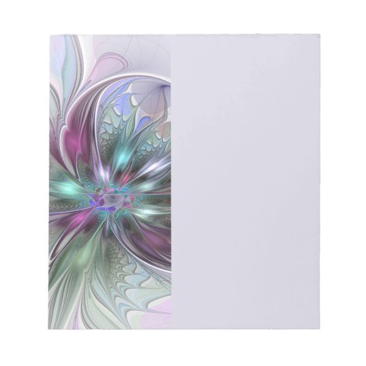 Farbige Fantasy-Abstrakte Moderne Fraktal-Blume Notizblock (Vorderseite)
