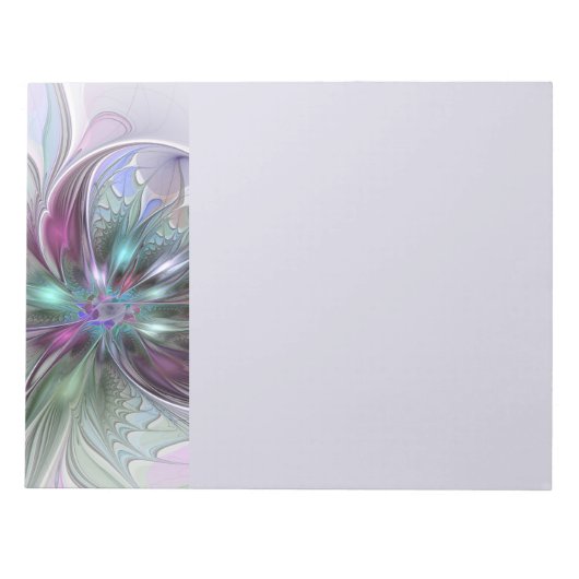Farbige Fantasy-Abstrakte Moderne Fraktal-Blume Notizblock (Vorderseite)