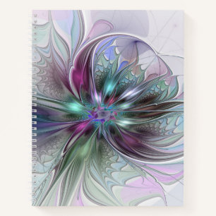 Farbige Fantasy-Abstrakte Moderne Fraktal-Blume Notizblock
