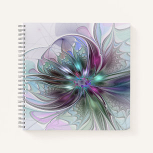 Farbige Fantasy-Abstrakte Moderne Fraktal-Blume Notizblock