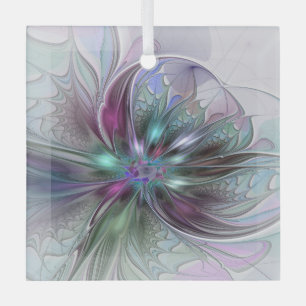 Farbige Fantasy-Abstrakte Moderne Fraktal-Blume Ornament Aus Glas