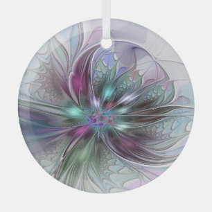 Farbige Fantasy-Abstrakte Moderne Fraktal-Blume Ornament Aus Glas
