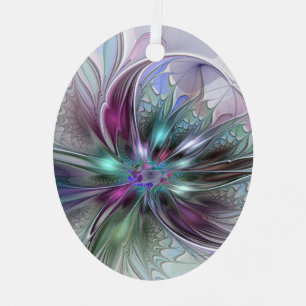 Farbige Fantasy-Abstrakte Moderne Fraktal-Blume Ornament Aus Metall