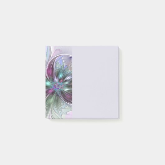 Farbige Fantasy-Abstrakte Moderne Fraktal-Blume Post-it Klebezettel (Vorderseite)